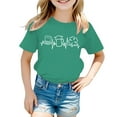 thumbnail image 1 of PMVFHDE T-Shirts d'Été pour Filles, Mignons, Tendance 2025, T-Shirts Graphiques pour Filles, Imprimé St. Pat, Col Rond, Manches Courtes, Vert Armée, 3-4 Ans, 1 of 3