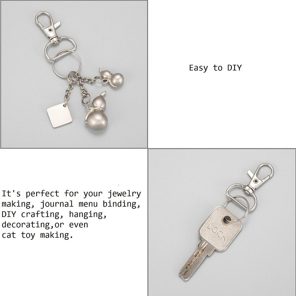 Zinc Alloy Swivel D Rings Lobster Claw Clasps Swivel Snap Hook Platinum 38x24mm Hole: 8x20mm for DIY