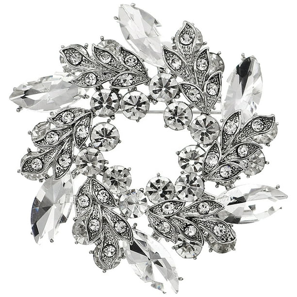 KAKOWELY Broche de ramo con diamantes de imitación para boda, regalo de cumpleaños para mujer