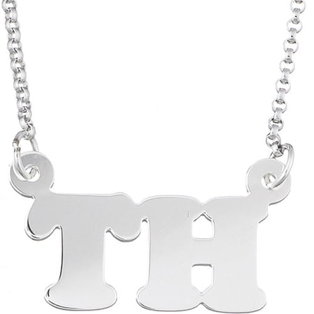 Personalized Planet Block Initials Sterling Silver Pendant