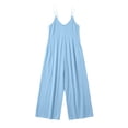 thumbnail image 4 of gakvbuo Summer Jumpsuits For Women Casual Dressy Wedding Camis Sleeveless Suspender Romper Solid Color Spaghetti Strap V-Neck Wide-Leg Pants, 4 of 6