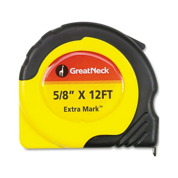 1PC Great Neck ExtraMark Power Tape, 0.63\" x 12 ft, Steel, Yellow/Black