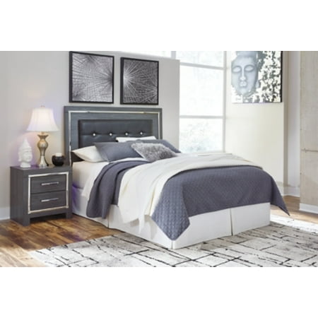 Signature Design by Ashley Lodanna Gray Finish Faux Wood Queen/Full Upholstered Panel Headboard