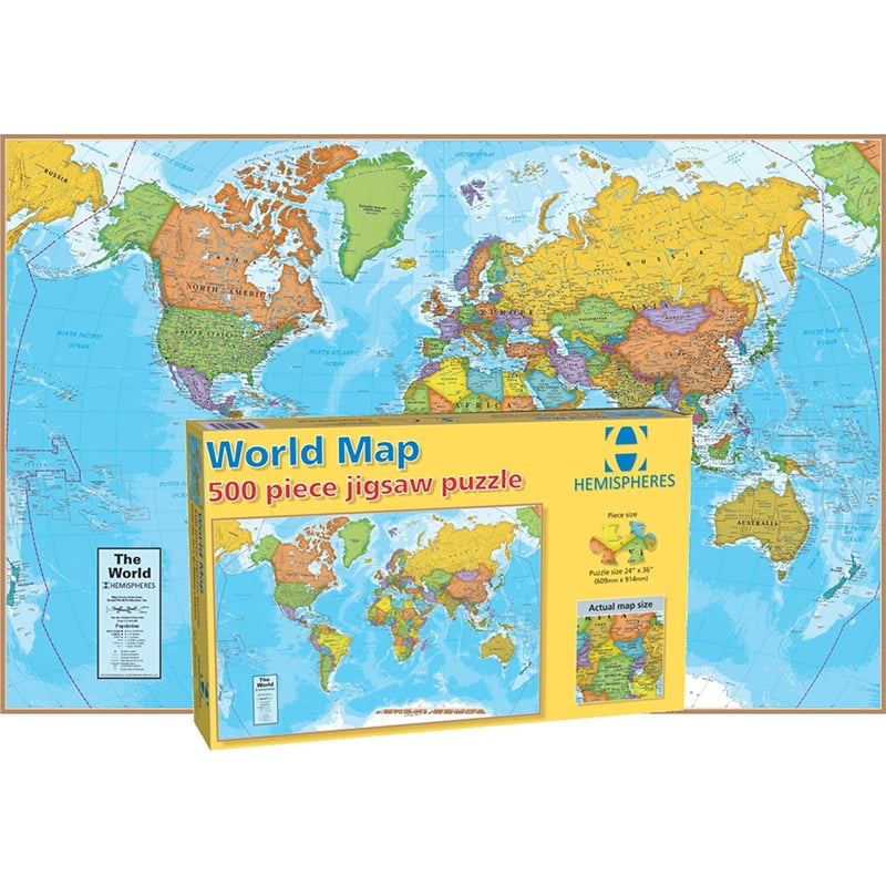 Waypoint Geographic World Map 500-Piece Jigsaw Puzzle, Puzzles For Kids, Jigsaw Puzzles for Endless Fun, Educational Puzzles for Personalized Gifts, 24″ x 36”
