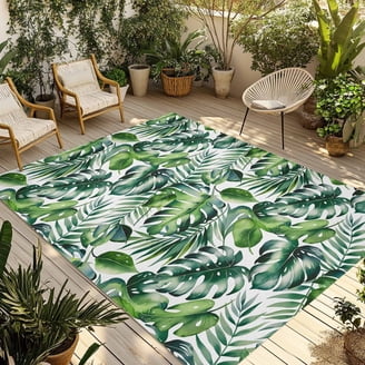 Fsddascl Grey-Purple Flower Outdoor Rug for Patio/Deck/Porch, Non