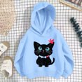 thumbnail image 3 of Kids Girls Hooded Sweatshirt, Loose Korean Style Hoodie, Lightweight Long Sleeve Pullover Outerwear, Casual Back to School Top for Autumn Winter Daily Outdoor Wear(Blue1,8-9 Years), 3 of 3