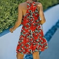 thumbnail image 4 of SMihono Robe d'Été pour Femmes Grande Taille Col Rond Décontracté Sans Manches Imprimé Fluide Boho Plage Mini Robe, 4 of 6