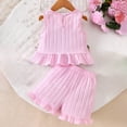 thumbnail image 4 of VUHXZWAF Girls Summer Outfits Sleeveless Floral Ruffle Hem Tops and Shorts Kids Short Sets Size 2-3 Years, 4 of 4