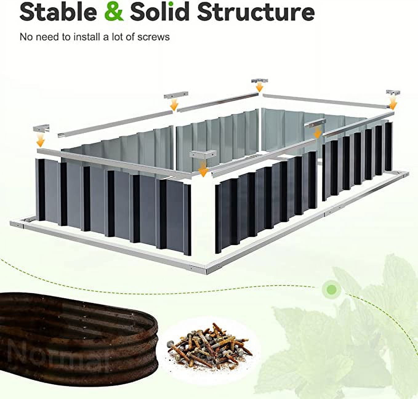KING BIRD Galvanized Raised Garden Bed for Outdoor Vegetables Flowers, 68"x36"x35" Metal Garden Bed Planter Box Kit, Dark Grey