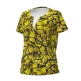 thumbnail image 5 of Honeii Yellow Butterflies Print Women's V-Neck T-Shirt,Short Sleeve V Neck Tees Tops for Women , Perfect for Work, Travel, and Everyday Wear, 5 of 7