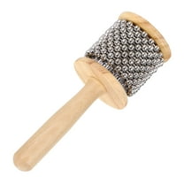 Uxcell Wooden Cabasa Percussion 2.4" Music Hand Shaker Musical Instrument with Metal Beads for Band Music Education Party Performance(Wood Color)