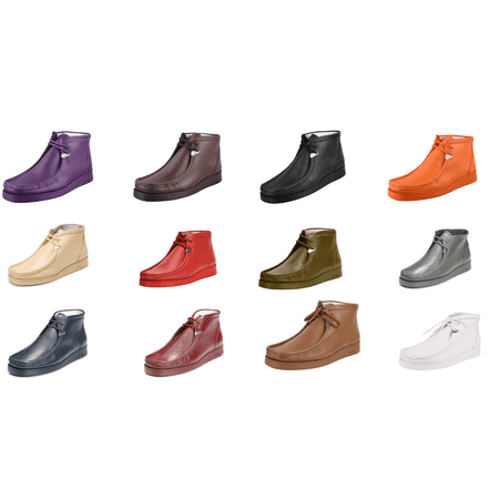 

HAMARA JOE Men s Genuine Leather High Top Moc Toe Desert Chukka Male Casual Boots