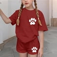 thumbnail image 4 of ITSAME Girls Outfit Sets, Loose Fit Crewneck T-Shirts and Shorts Summer Casual Fashion Clothes 2-Piece Red Size 6, 4 of 8