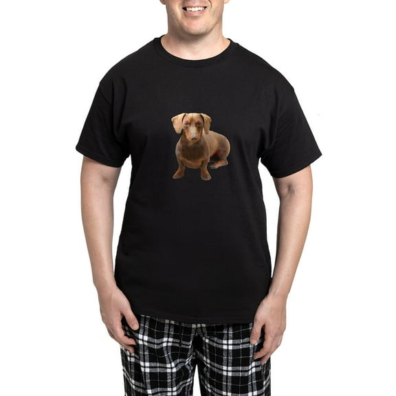 CafePress - Red Short Hair Dachshund Men's Dark Pajamas - Men's Dark Loose Fit Cotton Pajama Set