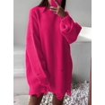 thumbnail image 4 of Women'S Oversized Solid Color Round Neck Long Sleeve Pullover Distressed Knit Sweater Top Rose Red XL, 4 of 8