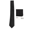 thumbnail image 1 of Juego de corbata de regalo para hombre, corbata de seda, clip de corbata, suave, ligero, cuadrado de bolsillo, gemelos, juego de 8 cm de ancho para negocios, color negro, 1 of 15
