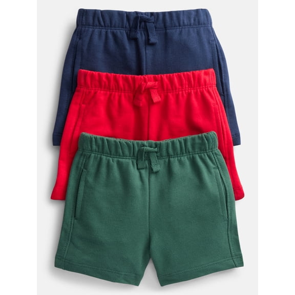 Wonder Nation Baby Boys French Terry Shorts, 3-Pack, Sizes 0-24 Months