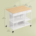 thumbnail image 3 of LEDREM Kitchen Rolling Island Cart with 2 Drawers, Adjustable Shelves, Hooks, Mobile Kitchen Storage and Prep Table, Large Worktop, Oak Beige and Matte White, 3 of 6