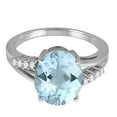 thumbnail image 4 of Mauli Jewels Rings for Women 3.3 Carat Oval Shaped Aquamarine and Diamond Ring 4-Prong 10K White Gold, 4 of 6