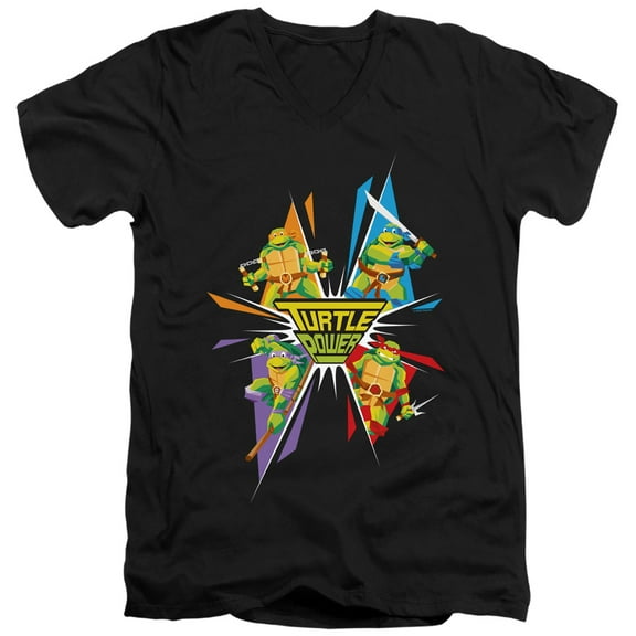 TMNT Teenage Mutant Ninja Turtles Turtle Power Unisex Adult V-Neck T Shirt