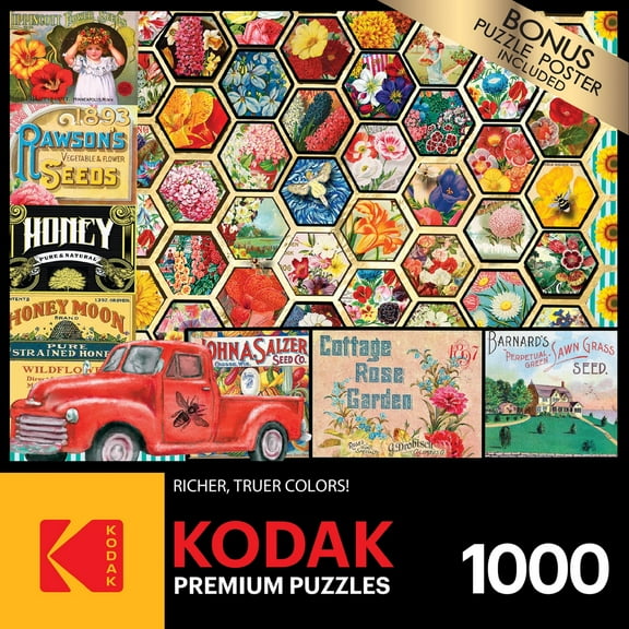 Cra-Z-Art Kodak 1000-Piece Honeycomb Flowers and Seeds Adult Jigsaw Puzzle