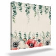 thumbnail image 2 of White Red Flower Framed Canvas Wall Art, Green Eucalyptus Leaf Vintage Linen Farm Plant Wall Art Painting for Living Room Bedroom Home Decor, 16”x16”, Office Artwork Print, 2 of 9