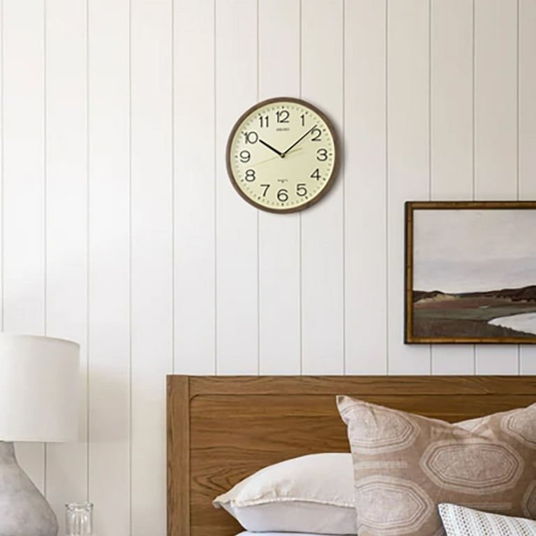 Seiko 14 inch Shigato Round Wall Clock Cream Brown Analog Seiko 14 inch Shigato Round Wall Clock Cream Brown Analog