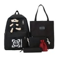 thumbnail image 3 of 4pcs Oso Decor Gran Capacidad Mochila Tote Bolsa Estuche Para Lápices Set, Lona Duradera Ligera Mochila Escolar, Moda Viaje Bolsa De Comuter, 3 of 3