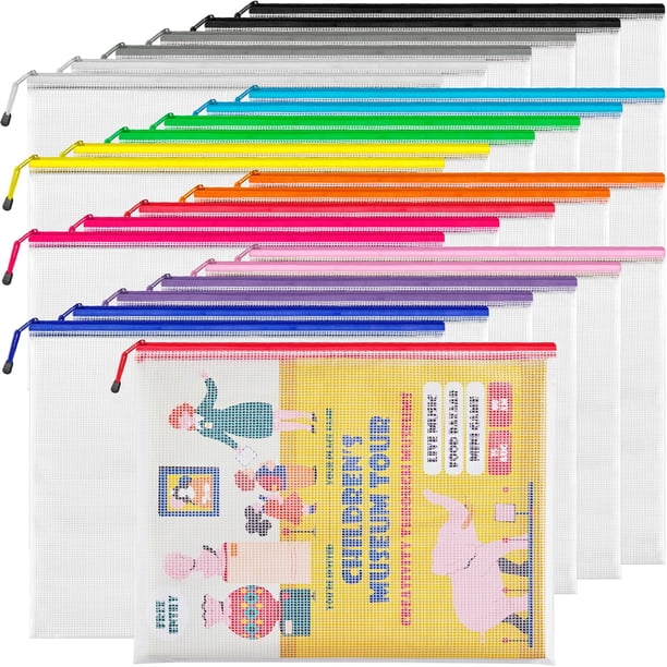 Bolsa de malla con cremallera JARLINK A3 42,9 x 31,5 cm, 24 unidades, 12 colores