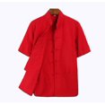 thumbnail image 1 of CottonTangSuitTopMenSummerKungFuTaiChiUniformShirtBlouseShortSleeveTraditionalChineseClothes, 1 of 2
