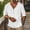 White, variant on kosheko Deep V-Neck Henley Top with Dual-Button Placket, Roll-Up Three-Quarter Sleeve Crinkle Fabric Shirt for Coastal Weekend Trips White S