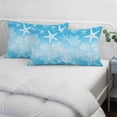 thumbnail image 4 of Blue Ombre Coastal Pillow Covers King, Sea Nautical Summer Beach Starfish Coral Soft Brushed Microfiber Breathable Throw Pillow Covers, Pillowcase with Zipper for Couch Sofa Bedroom 20"x36", 4 of 9
