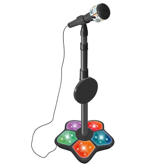 TIELUTT Microphone pour Enfants avec Support Microphone pour Enfants Machine de Karaoké pour Filles Tout-Petits Jeu Éducatif 3 Ans Bébé en Bois Gym Trombetta Café Féminin Mois Robe Jeux pour Enfants 2 Ans