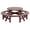 Charcoal brown, variant on 8 Person Wooden Picnic Table, Outdoor Round Camping Dining Table with Built-in Benches & Umbrella Hole, Outside Table Set for Garden Backyard, Brown