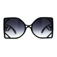 thumbnail image 2 of Womens Geometric Lattice Plastic Square Butterfly Sunglasses Black Smoke, 2 of 4