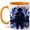 Orange, variant on Dark Anime Warrior Coffee Mug, Fantasy Shadow Power Mug, Gamer Birthday Christmas Gift for Men, Blue Lightning Hero Character Art, 11 oz White Ceramic Coffee Cup