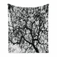 thumbnail image 1 of Forest Soft Flannel Fleece Throw Blanket, Forest Tree Branches Modern Design Spooky Horror Movie Themed Artwork Print, Cozy Plush for Indoor and Outdoor Use, 50" x 70", Black and White, by Ambesonne, 1 of 6