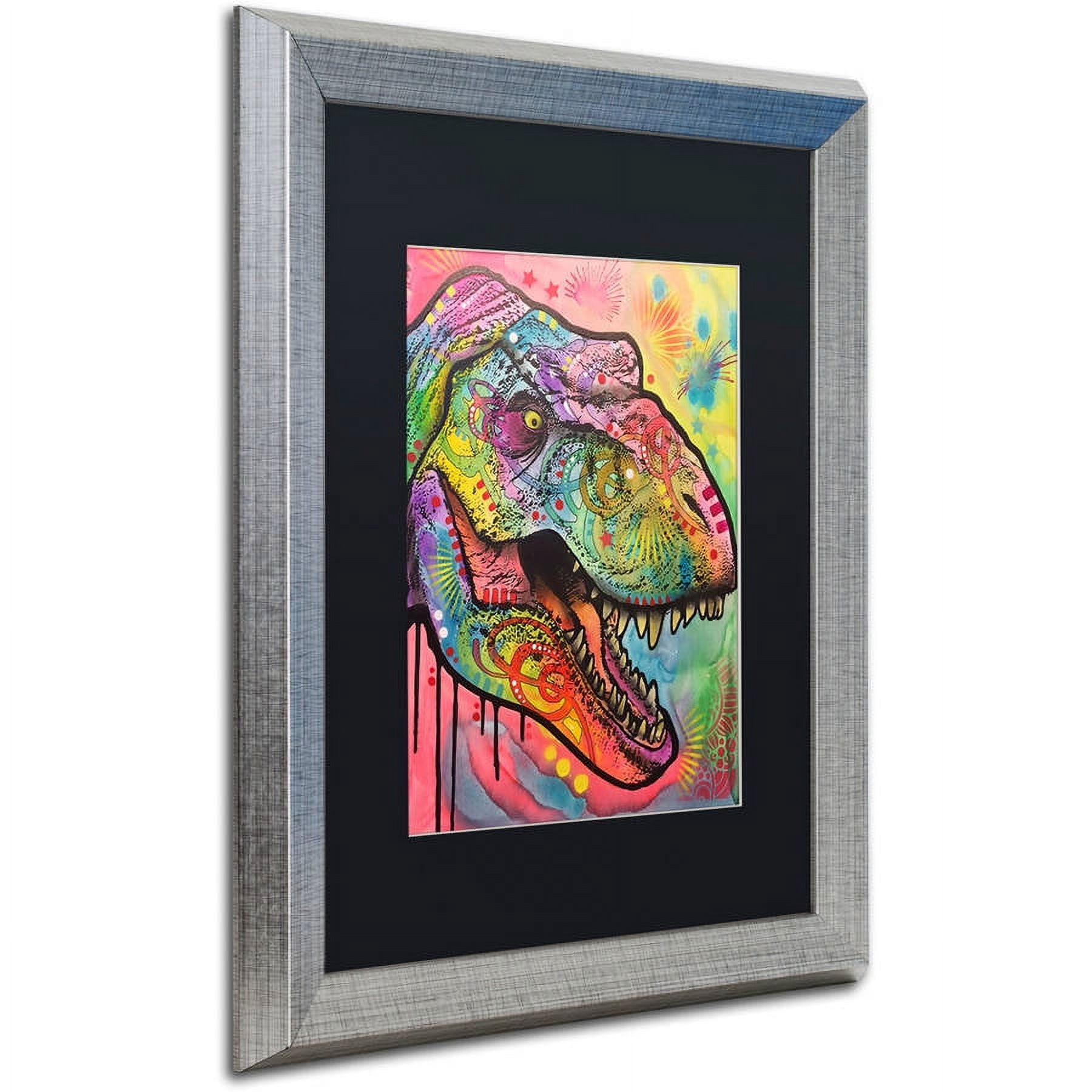 Trademark Fine Art "T Rex 1" Canvas Art by Dean Russo, Black Matte, Silver Frame