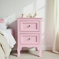 thumbnail image 2 of Tcbosik Country Style 2-Drawer Nightstand, Modern Bedside Table with Smooth Painted Finish, Compact Storage for Bedroom & Living Room, Pink, 2 of 7