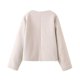 thumbnail image 3 of Abrigo básico elegante para mujer, chaqueta Bomber informal holgada de manga larga, chaqueta de lana con cuello en V, moda de otoño e invierno, 3 of 5