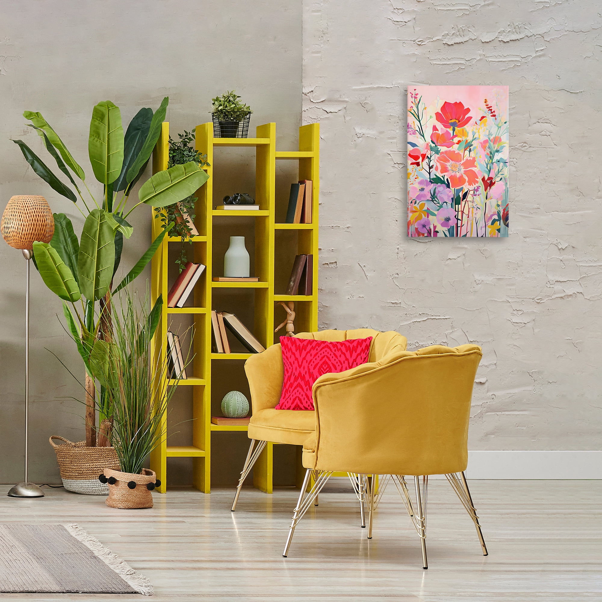 Stupell Industries Abstract Flowers on Pink Plants & Flowers Painting Wrapped Canvas Art Print Wall Art, 16 x 24