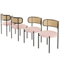 thumbnail image 2 of STARY Upholstered Dining Chair Set of 4, Rattan Backrest Kitchen Chair, Pink, 2 of 8