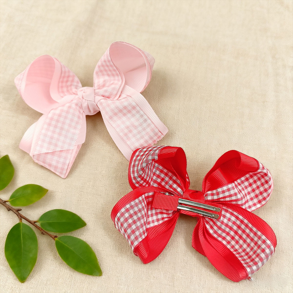 JoyBowie 18 pcs 4.5 inch Hair Bows, Solid & Gingham Alligator Clips for Toddler Girls