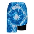 thumbnail image 6 of 7 Inch Mens Swim Trunks: 2 in 1 with Compression Liner Pockets Drawstring Stretch Quick Dry Lined Funny Beach, 6 of 8
