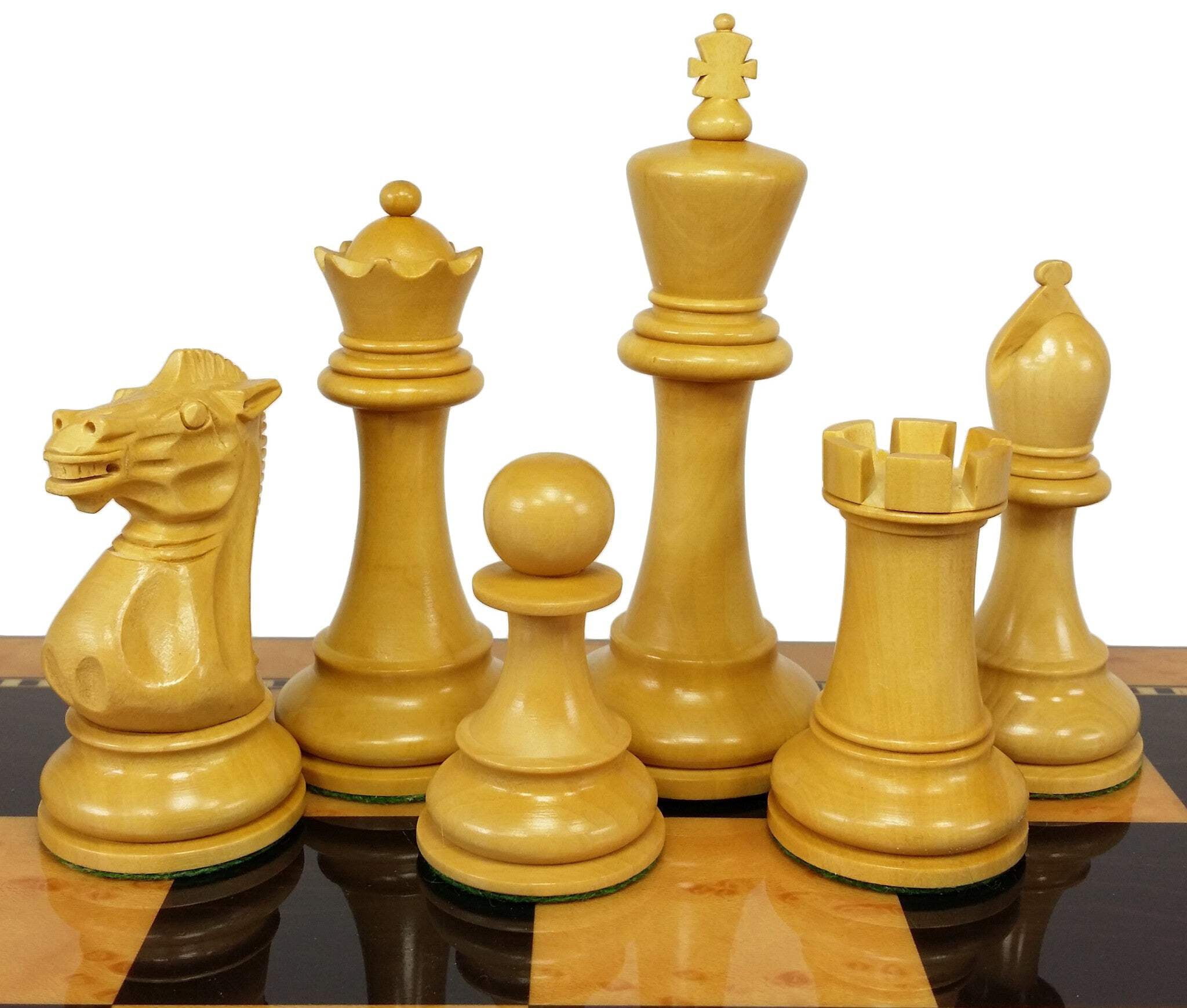 Acacia 4 5/8" Anderssen Staunton Wood Chess Set W/ Large 18" Walnut Color Board