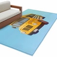 thumbnail image 2 of Area Rug for Living Room, School Bus Non-Slip Indoor Large Carpet for Bedroom/Dining Room, Cartoon Funny Yellow Transportation Truck Blue Washable Low-Profile Floor Mat Runner Rugs - 2.7 x 5 Ft, 2 of 7
