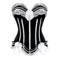thumbnail image 1 of Sexy Satin Lace Overlay Corset Bustier Overbust Burlesque Corselet Top Bodyshaper Lingerie Showgirl Party Costume Plus Size, 1 of 3