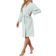 thumbnail image 4 of INSPIRE CHIC Cotton Robes for Women Long Sleeve V-Neck Loungewear Soft Spa Long Bathrobe with Pockets S Green, 4 of 6