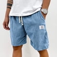 thumbnail image 3 of Dwellite Mens Corduroy Shorts 2026 Elastic Waist Drawstring Casual Summer Beach Lounge Shorts with Pockets Sky Blue S, 3 of 4