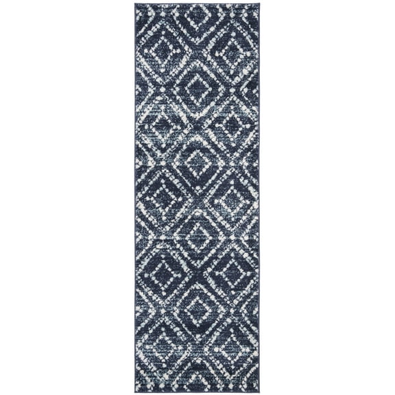 SAFAVIEH Adirondack Lecia Geometric Runner Rug, Navy/Ivory, 2'6" x 18'